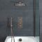 Thermostatische Dusche mit Umsteller inkl. Duschkopf, Handbrause und Überlauf-Wannenfüller inkl. Ablauf, gebürstete Bronze - Amara