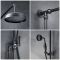 Duschsäule mit Twin Aufputz-Thermostat – inkl. 194mm rundem Duschkopf und Handbrauseset – Schwarz – Elizabeth