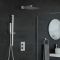 Eckiges Dusch-Thermostat mit Umsteller, 300x300mm Duschkopf und Brausestangenset, Chrom - Kubix