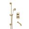 Retro-Duschsystem mit Unterputz-Thermostat – inkl. Brausestangenset und Wanneneinlauf - satiniertes Gold – Elizabeth
