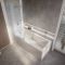 Rechteck-Badewanne mit Duschzone inkl. Badewannenaufsatz in Chrom 1700mm x 750mm, Seiten- & Endverkleidung wählbar – Sandford