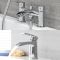 1-Loch-Einhebelmischer und 2-Loch-Wannenrandarmatur, mit Wasserfallausguss - inkl. Handbrausenset - Chrom - Razor