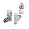 Hudson Reed thermostatisches Chrom-Heizkörperventil mit weißem Griff und wählbaren Adaptern