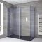 Getönte Walk-In Dusche, Chrom, für Eckeinbau - inkl. Duschwanne mit Schiefer-Effekt (Finish wählbar) – Größe und Seitenpaneel wählbar – Portland-Luna
