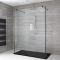 Walk-In Dusche, Schwarz, freistehend – inkl. Duschwanne mit Schiefer-Effekt (Finish wählbar) – Größe und Seitenpaneel wählbar – Nox