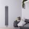 Design Heizkörper Vertikal Mittelanschluss Silber Matt 1720mm x 290mm - Tatra