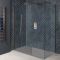 Walk-In Duschwand, Kupfer, für Eckeinbau - inkl. Duschwanne mit Schiefer-Effekt (Finish wählbar) - wählbare Größe - Eris
