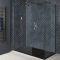Walk-In Eck-Dusche - inkl. Duschwanne mit Schiefer-Effekt - Größe wählbar - matte Bronze - Augusta