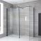 Walk-In Dusche mit Seitenpaneel, Schwarz, für Eckeinbau - Breite und Duschrinne wählbar – Nox