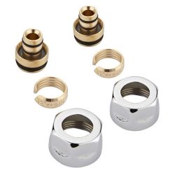 Heizkörper-Winkelventile mit Eurokonus Adapter, im Set, manuell, für 16 mm Mehrschichtverbundrohr, Chrom