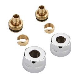 Heizkörper-Winkelventile mit Eurokonus Adapter , im Set, für 12mm Alu-Verbundrohre, manuell, Chrom