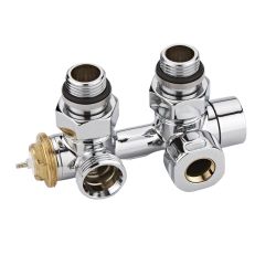 Mittelanschlussgarnitur, Eck, thermostatisch, Eurokonus für 15mm Kupferrohr, Chrom