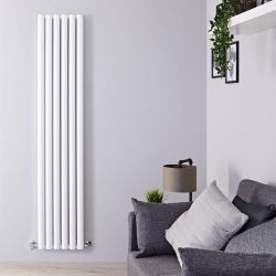 Hudson Reed Revive – Aluminium Design Heizkörper Vertikal (Doppellagig) | 1800mm x 350mm - Weiß