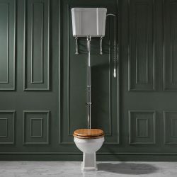 Traditionelles WC mit hohem Spülkasten – Farbe des WC-Zubehörs und Sitzfarbe wählbar – Richmond