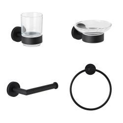 Nox Mattschwarzes 4-teiliges Badezimmerzubehör-Set