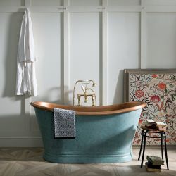 Traditionelle Kupfer Badewanne (freistehend) - grüne Patina/Kupfer - Hudson Reed Sienna