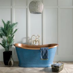 Traditionelle Kupfer Badewanne (freistehend) - blaue Patina/Kupfer - Hudson Reed Sienna