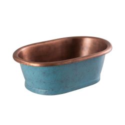 Traditionelles Kupfer Aufsatzwaschbecken 530mm x 345mm (ohne Hanloch) - Kupfer/Patinata Blau