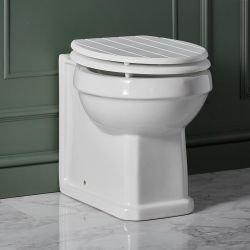 Traditional Back to Wall Toilet with Wooden Seat
