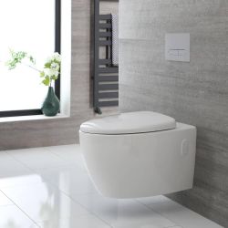 Rundes Hänge-WC Weiß ohne Spülrand inkl. Sitz mit Absenkautomatik - Kenton