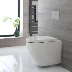 Rundes Hänge-WC Weiß ohne Spülrand inkl. Sitz mit Absenkautomatik - Ashbury