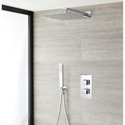 Duschsystem Kubix inkl 30x30cm Kopfbrause, Handbrause & Thermostat Duscharmatur