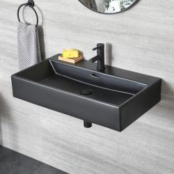 Hängewaschbecken, 750mm x 420mm, Eckig, Schwarz - Nox