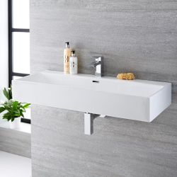 Hängewaschbecken, rechteckig – 1000mm x 420mm, mit 1 Hahnloch – Sandford