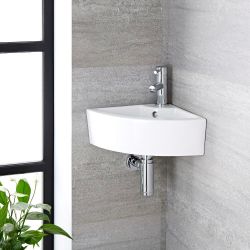 Hängewaschbecken, Eckeinbau – 460mm x 320mm, mit 1 Hahnloch – Belstone