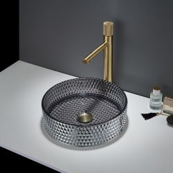 Rundes Aufsatzwaschbecken aus Kristallglas 360mm (ohne Hahnloch) – Farbe wählbar – Covelly