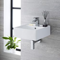 Modernes Hängewaschbecken in Weiß – Größe und Überlauf-Finish wählbar - Halwell