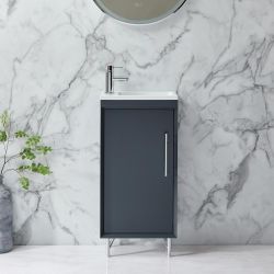 Waschtischunterschrank (Farbe und Größe wählbar) mit Waschbecken - Farbe und Design der Griffe wählbar - Edge