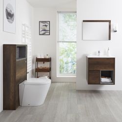 Badezimmerset 600mm Waschtischunterschrank und WC mit Spülkastenverkleidung - Dunkle Eiche - Hoxton
