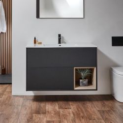 Hängender Waschtischunterschrank 1010mm inkl. Waschbecken | Farbe & LED wählbar - Hoxton