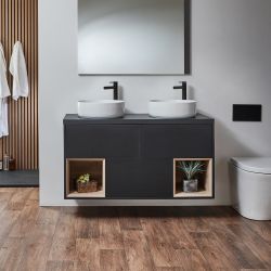 Hängender Waschtischunterschrank 1200mm mit oder ohne Aufsatzwaschbecken | Farbe & LED wählbar – Hoxton