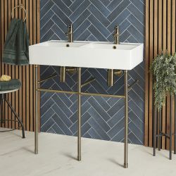 Waschbecken mit Metallgestell | Farbe und Größe wählbar – Halwell