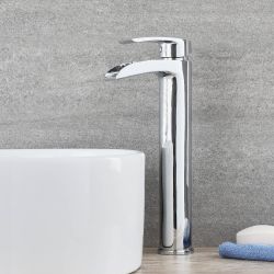 Hohe 1-Loch Einhebel Waschtischarmatur Wasserfalleffekt - Chrom - Razor