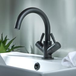 1-Loch Einhebel-Waschtischarmatur mit schwenkbarem Auslauf - Schwarz – Nox