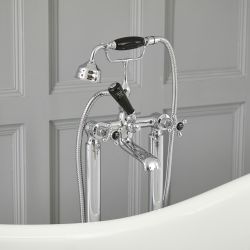 Hudson Reed Elizabeth - Freistehende Retro Badewannenarmatur - inkl. Handbrause - Chrom/Schwarz