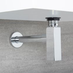 Flaschensiphon für Waschbecken eckig - Chrom