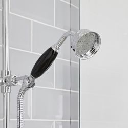 Retro Unterputz-Duschsystem mit Thermostat - inkl. Brausestangenset - Chrom/Schwarz - Elizabeth