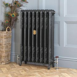 Gusseisen-Heizkörper – Höhe 510mm, Breite auswählbar – antike Graphit-Optik – Charlotte