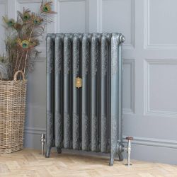 Gusseisen-Heizkörper – Höhe 510mm, Breite auswählbar – antike Silber-Optik – Charlotte