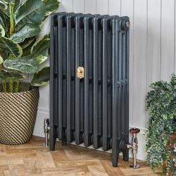 Gusseisen-Heizkörper (4-Säulen) – Höhe 760mm, Breite auswählbar – antike Silber -Optik – Mercury