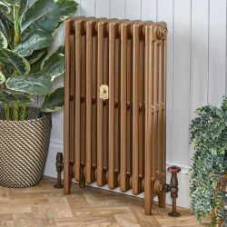 Gusseisen-Heizkörper (4-Säulen) – Höhe 960mm, Breite auswählbar – Vintage Gold-Optik – Mercury
