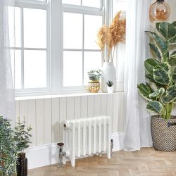 Gusseisen-Heizkörper (4-Säulen) – Höhe 360mm, Breite auswählbar – Porzellanweiß – Mercury