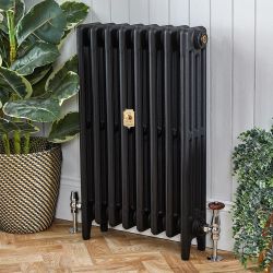 Gusseisen-Heizkörper (4-Säulen) – Höhe 960mm, Breite auswählbar – schwarze Schiefer-Optik – Mercury