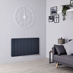 Hudson Reed Revive – Aluminium Design Heizkörper Horizontal (Doppellagig) Mittelanschluss | Größ wählbar - Anthrazit