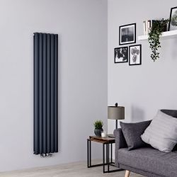 Hudson Reed Revive – Aluminium Design Heizkörper Vertikal (Doppellagig) Mittelanschluss | Größ wählbar - Anthrazit