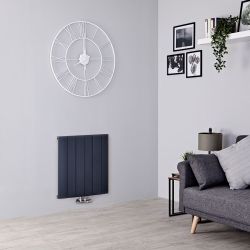 Aluminium Design Heizkörper (einlagig) mit Mittelanschluss, horizontal - H 600mm, Breite wählbar - Anthrazit - Aurora